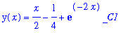 y(x) = 1/2*x-1/4+exp(-2*x)*_C1