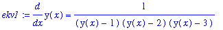 ekv1 := diff(y(x),x) = 1/((y(x)-1)*(y(x)-2)*(y(x)-3))