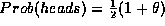 $\text{Prob}(\text{heads})=\frac{1}{2}(1+\theta )$