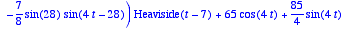 y(t) = (1/32*cos(28)*sin(4*t-28)-1/8*cos(28)*cos(4*...